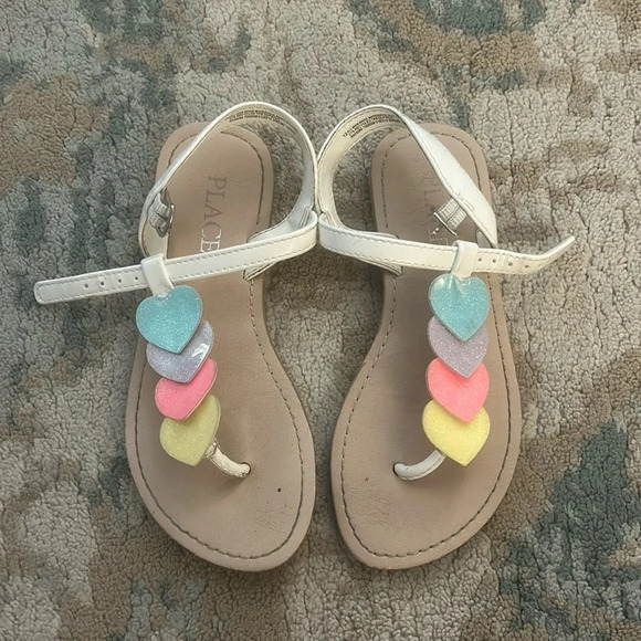 Children’s Place Girls’ Rainbow Heart Sandals Size 12 - Picture 1 of 4